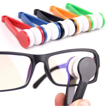 1pc Multifuncional Portátil Óculos de Limpeza Esfregar Dois Vidros laterais Escova de Microfibra Óculos Limpador de Vidros Limpeza de Ferramentas